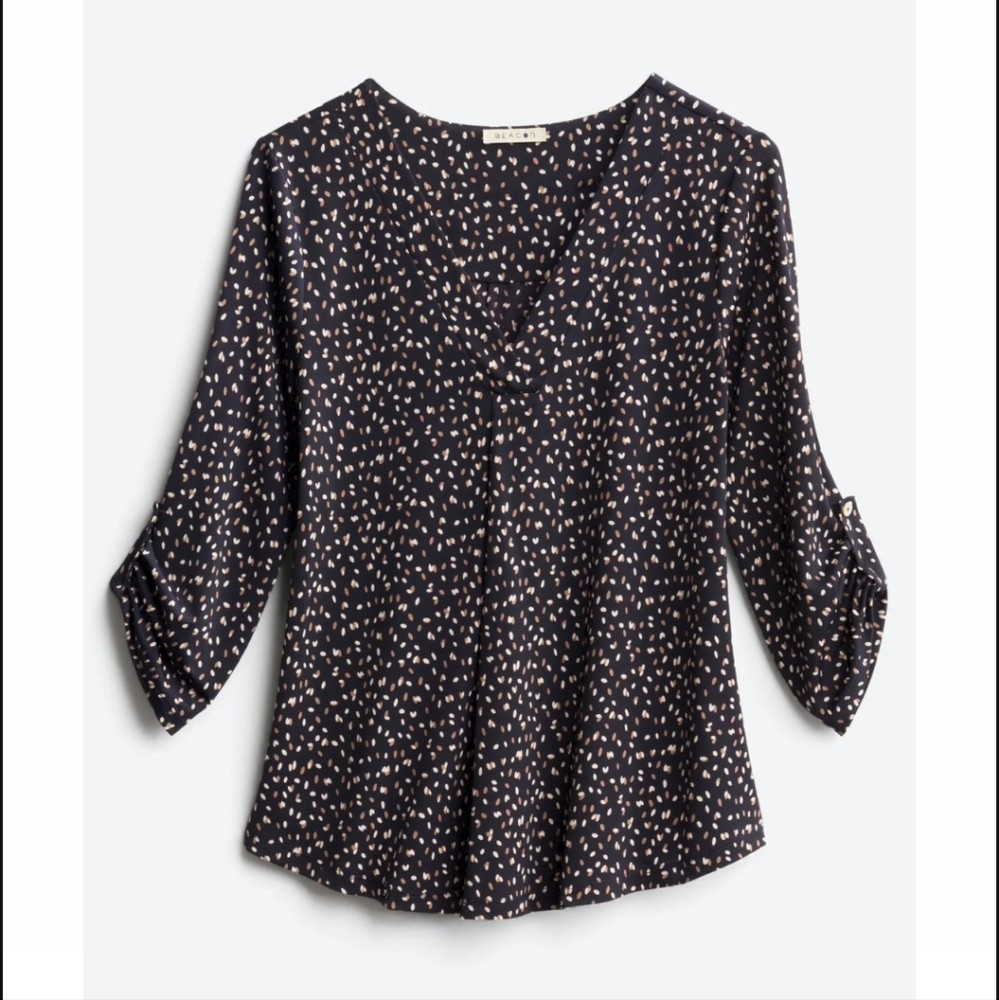 BEACON Patty Roll Tab Knit Top Small Petite Stitch Fix